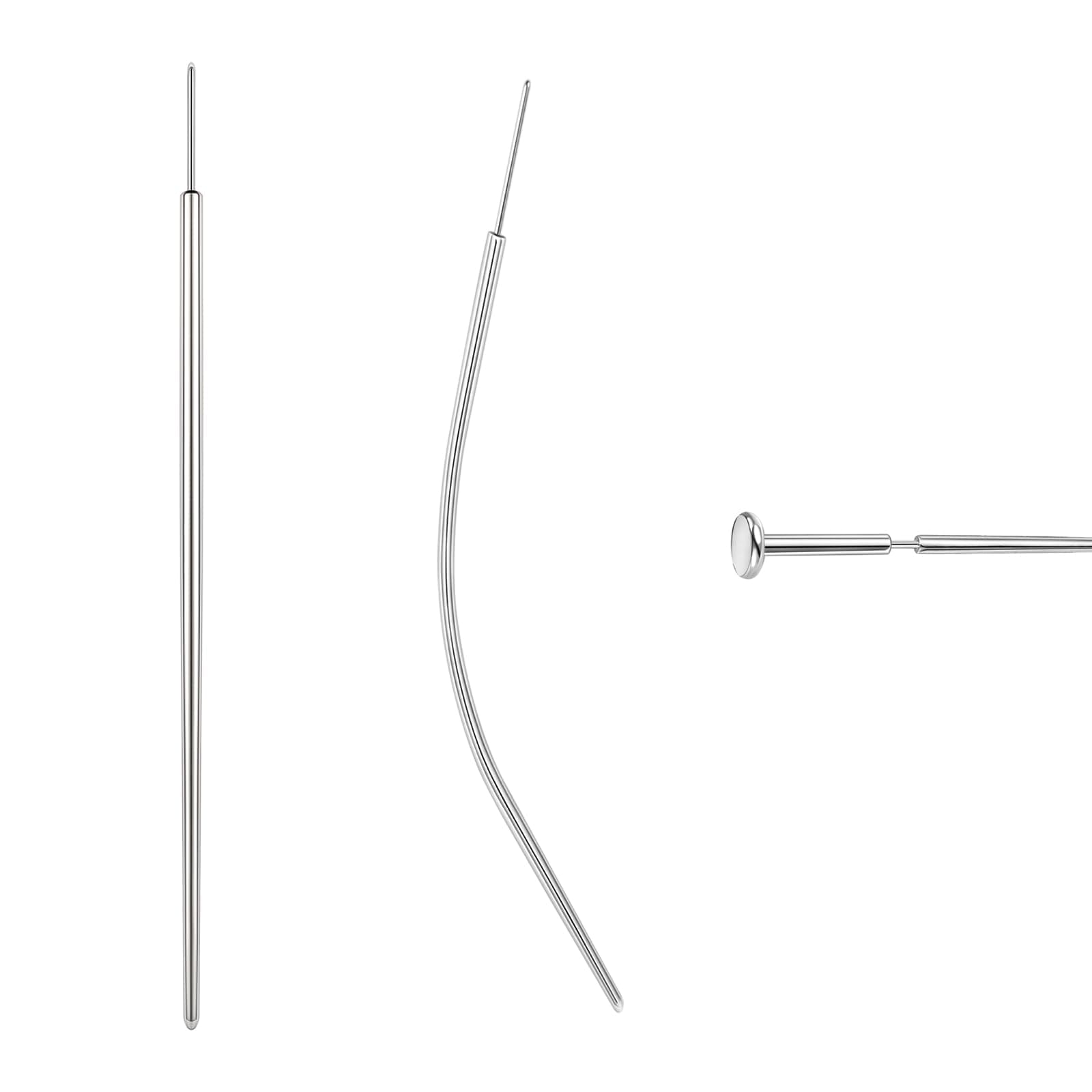 BodyAce 14G 16G 18G 20G Piercing Taper, Stainless Steel Threadless Insertion Pin Screw On Assistant Tool, Curved Body Piercing Stretching Kit for Ear/Nose/Navel/Lip/Eyebrow