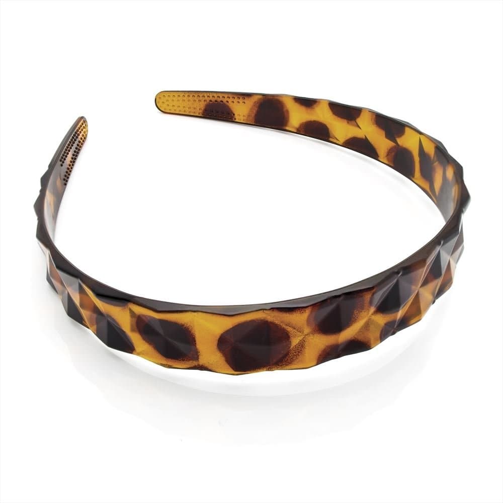 Tortoiseshell Colour Plastic Diamond Cut Look Headband Alice Band 2cm wide