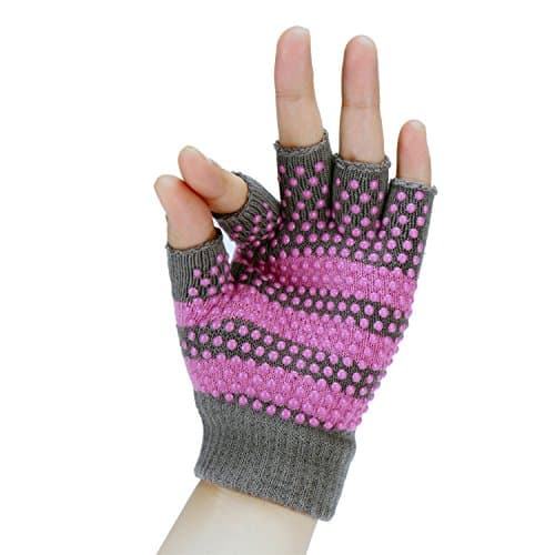 HuaQi Yoga Gloves, Non Slip Yoga Gloves Grip Fingerless Gloves for Yoga,Pilates,Workouts and Training