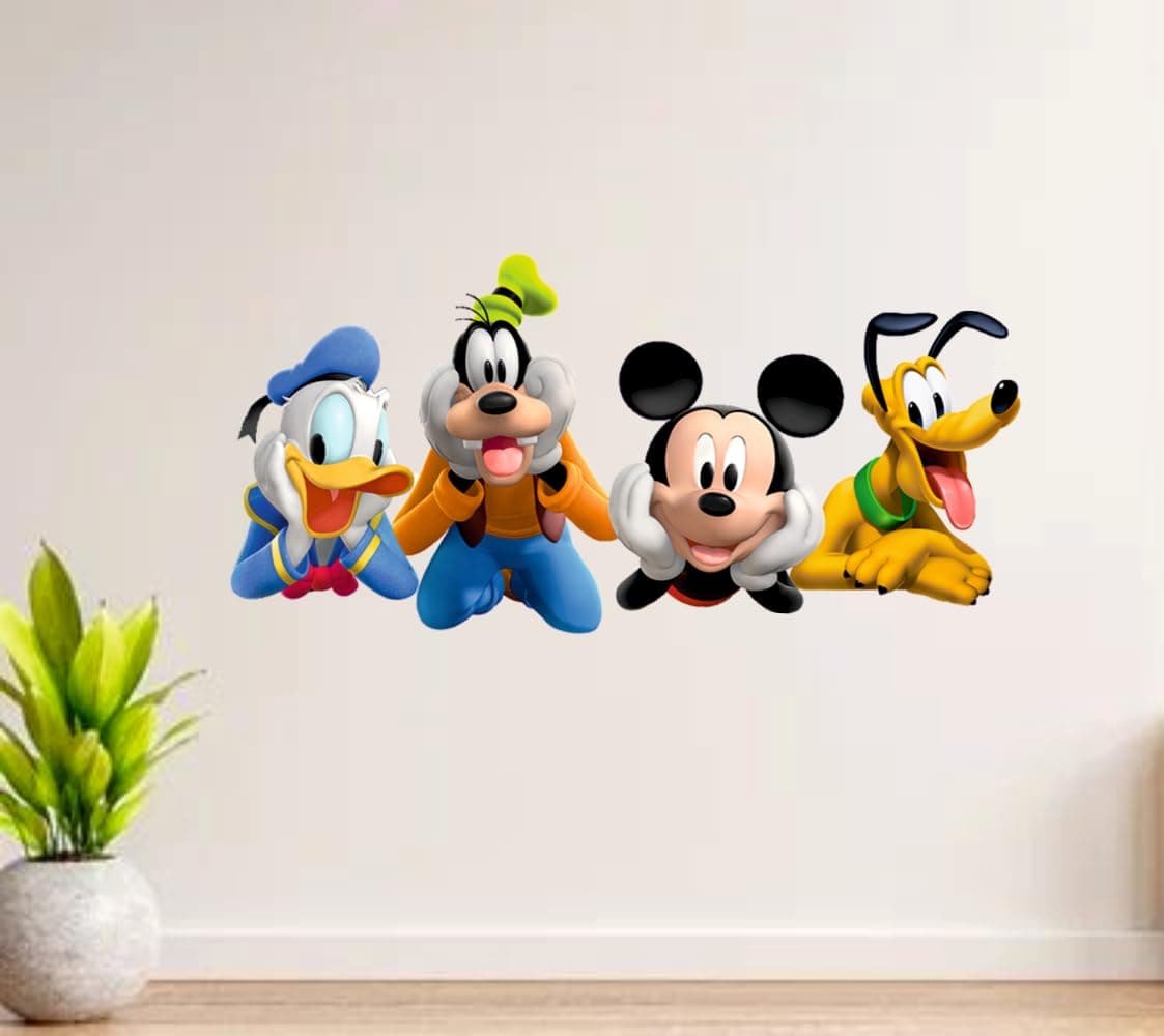Decals Creation Mickey Mouse and Minnie Daisy Friends Wall Sticker for Living Room, Kids Room, Pooja Room (Size - 60CM X 30CM)