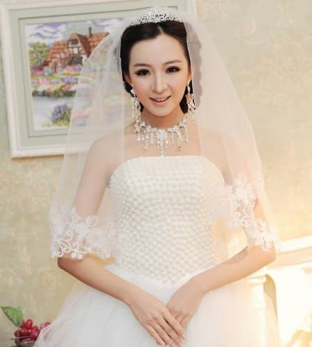 1t 1 Tier Flower Edge Bridal Wedding Veil