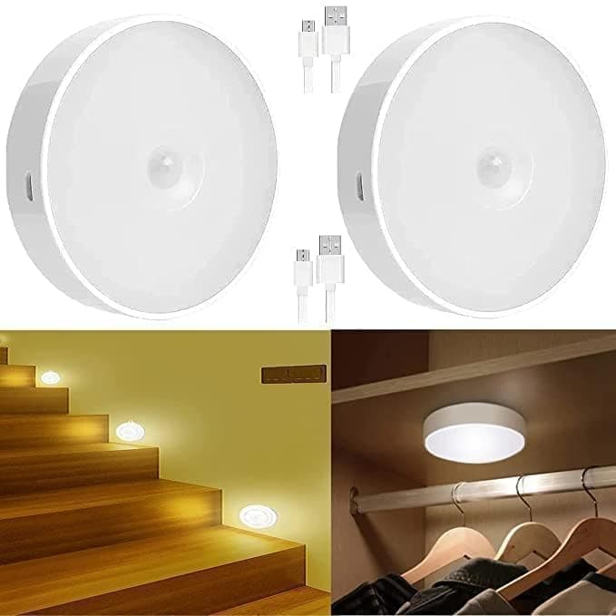 Motion Sensor LED Light – Rechargeable Wireless Night Light with USB Charging, Magnetic & Self-Adhesive Stick-On Motion Activated Light for Home, Kitchen, Stairs, Wardrobe & Bedroom (Pack of 1)