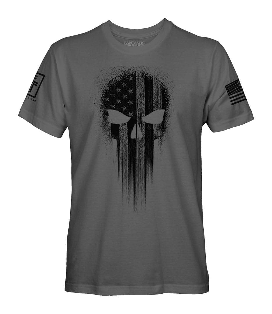 Fantastic Tees USA American Skull Patriotic Shirts for Men T-Shirt (Charcoal, S)