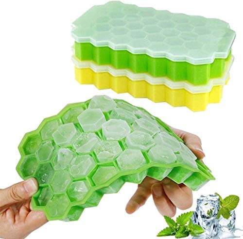 Ice Cube Trays with Lids, 2 Pack Food Grade Silicone BPA Free Ice Cube Mold with Spill-Resistant