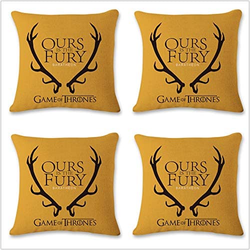 Purple GO2 18" Square Game of Thrones Cotton Linen Home Decorative Throw Pillow Case Cushion Cover (45cm45cm) 4 Pack Bundle(b)