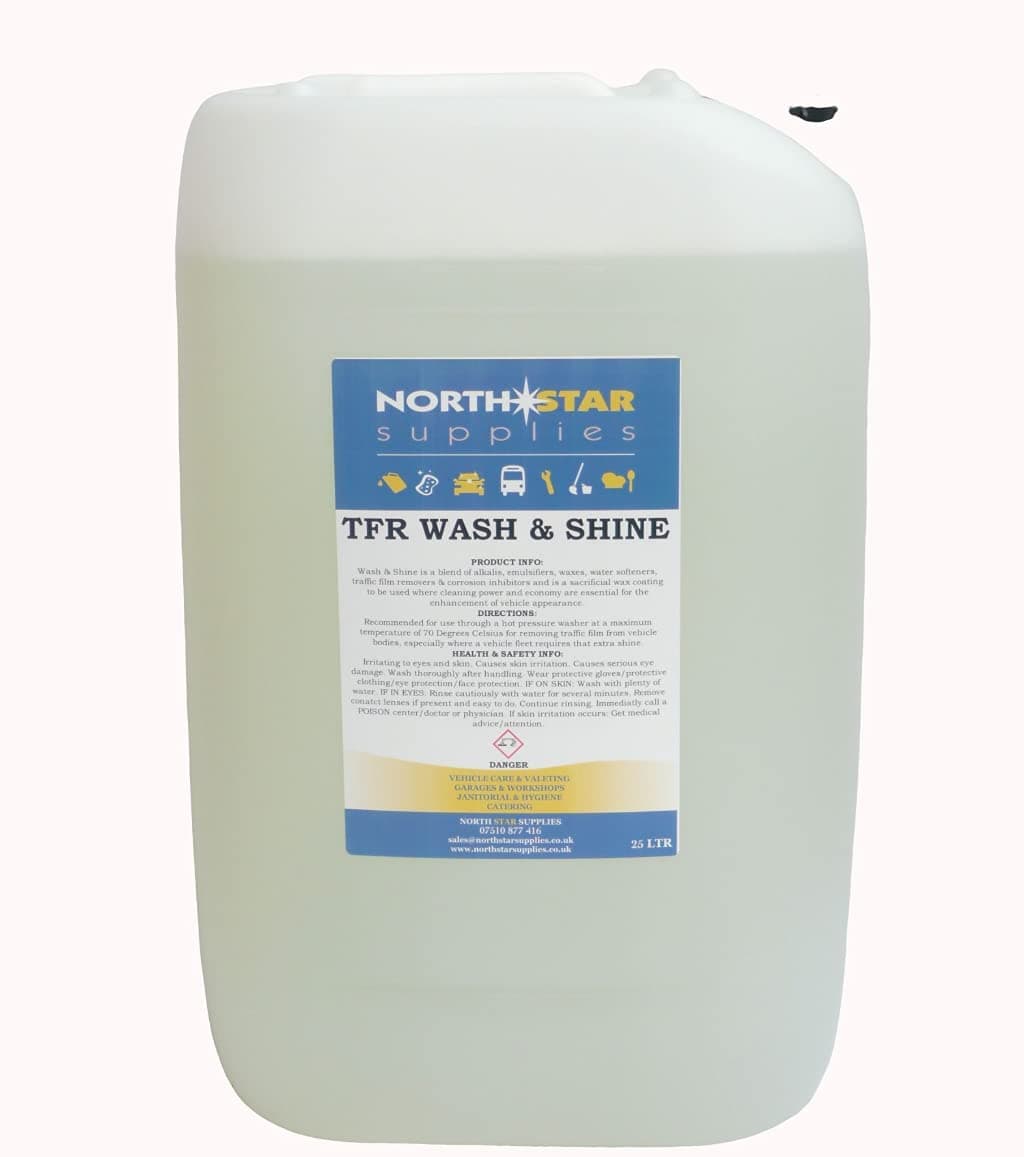 TFR Wash & Shine (Highly Concentrated Traffic Film Remover with Wax) - North Star Supplies-25 LTR