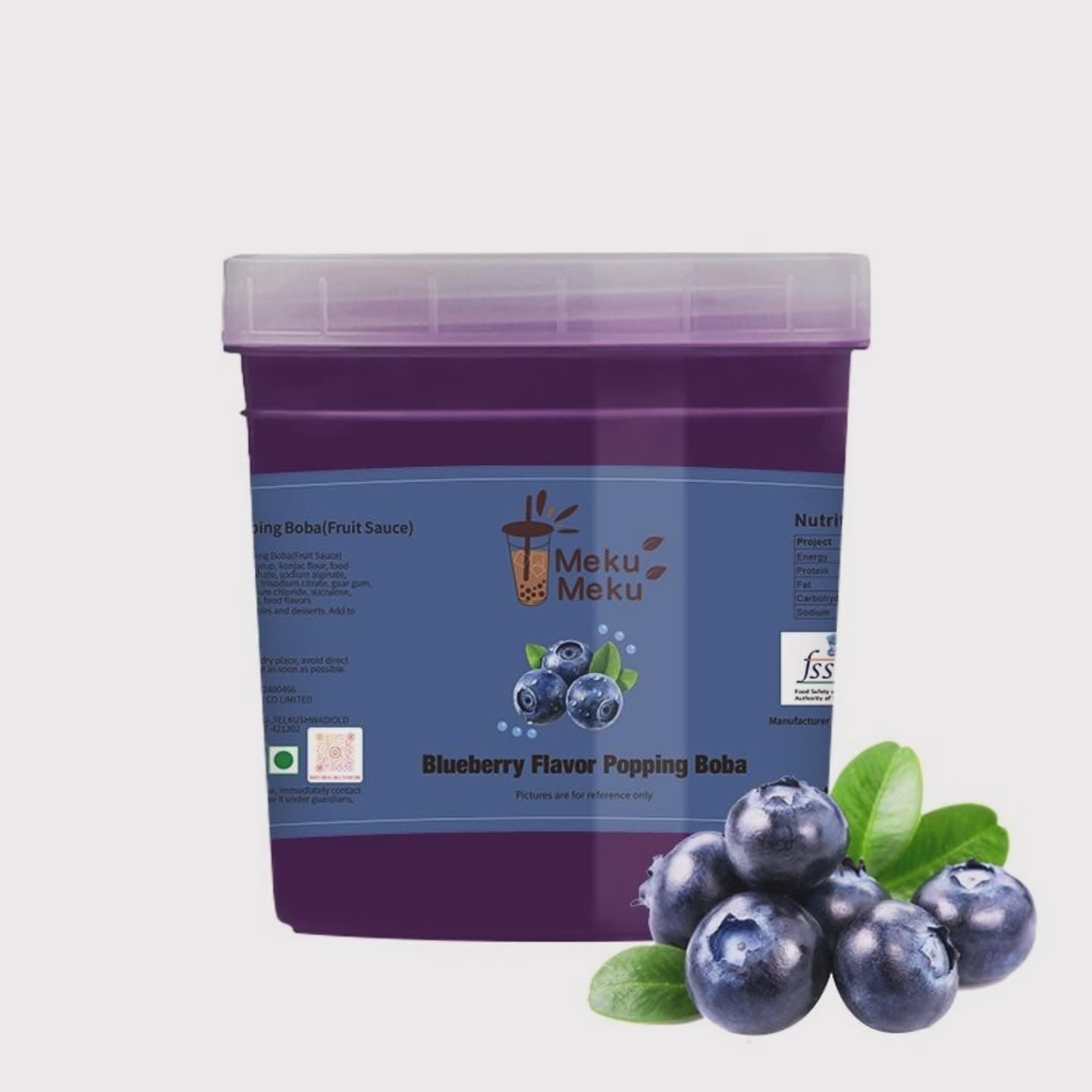 Meku Meku Blueberry Flavour Popping Premium Boba Pearls (1.3kg) Soft and Chewy, Perfect for Bubble Tea & More!