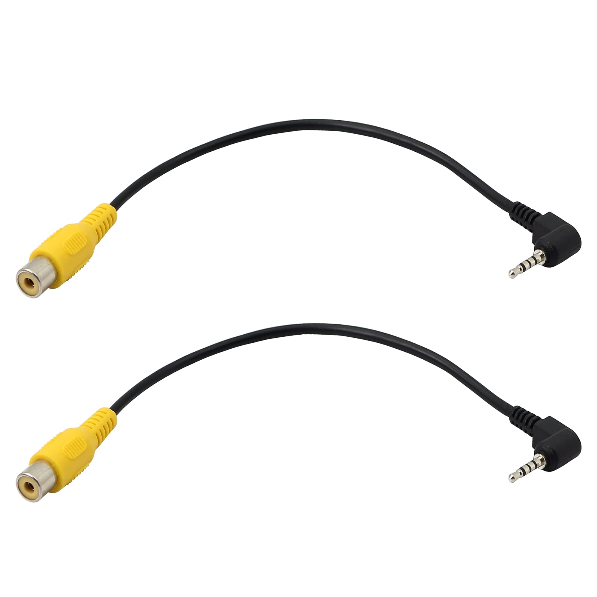 PNGKNYOCN 2.5mm to RCA Cable 2 Pack 2.5mm Reversing Camera Male Plug to RCA Cable GPS Navigator Video AV Input Adapter Cable（20cm）