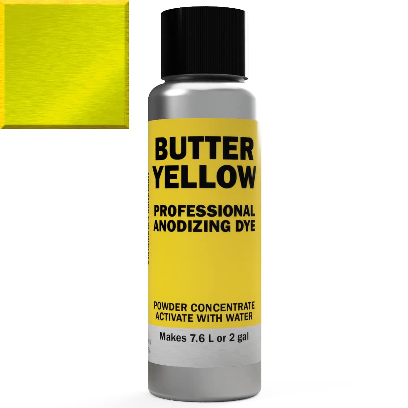INTERACTIVIA Professional Aluminum Anodizing Dyes | Yellow 4A | Light to Rich Yellow | Powder Concentrate Makes 7.6 Liters or 2 Gallons
