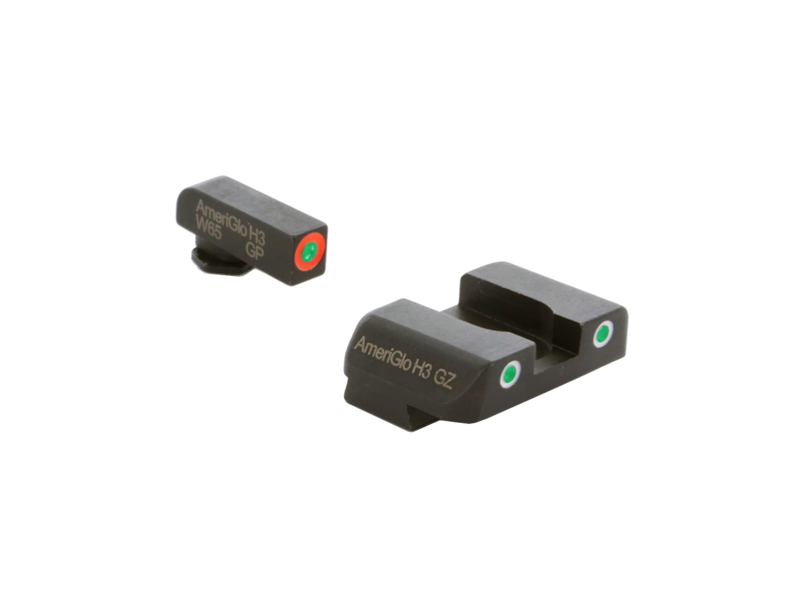 Green Tritium Orange Outline Front, Green Tritium White Outline Rear, Custom ClassicSight Set Compatible with Glock Gen 1-4 9mm/.40/.380, Gen 5 10mm/.45