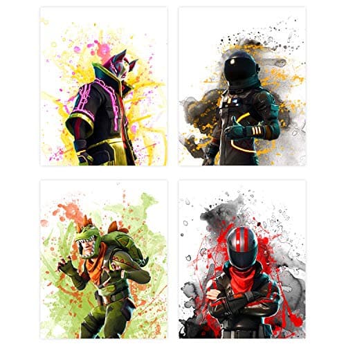 Popular Battle Royale Poster - Set of 4 Unframed (8x10 inches) Gamer Themed Prints - Gaming Decor for Boys Bedroom, Gifts, Birthday Party- Fort Wall Art - Set 1