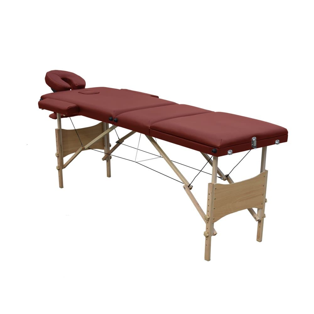 Ireko Cushioned 3 Section Folding Portable Facial Spa Massage Table Bed 82 Inches Burgundy