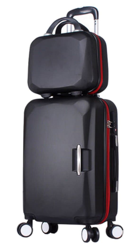 Songren Unisex Travel Luggage with Cosmetic Bag 2PCS Set ABS Suitcase Sets - 24 Inch Black