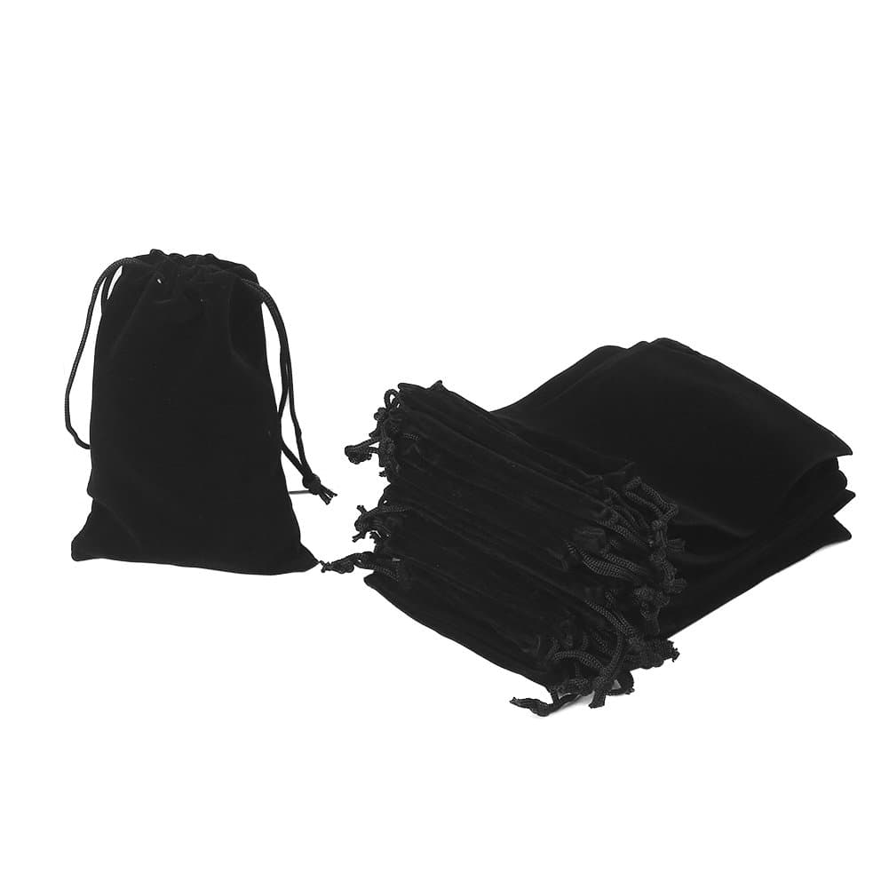 20pcs Velvet Drawstring Bags, 4.7" X 7" Velvet Pouches for Jewellery Gift Packaging (Black)