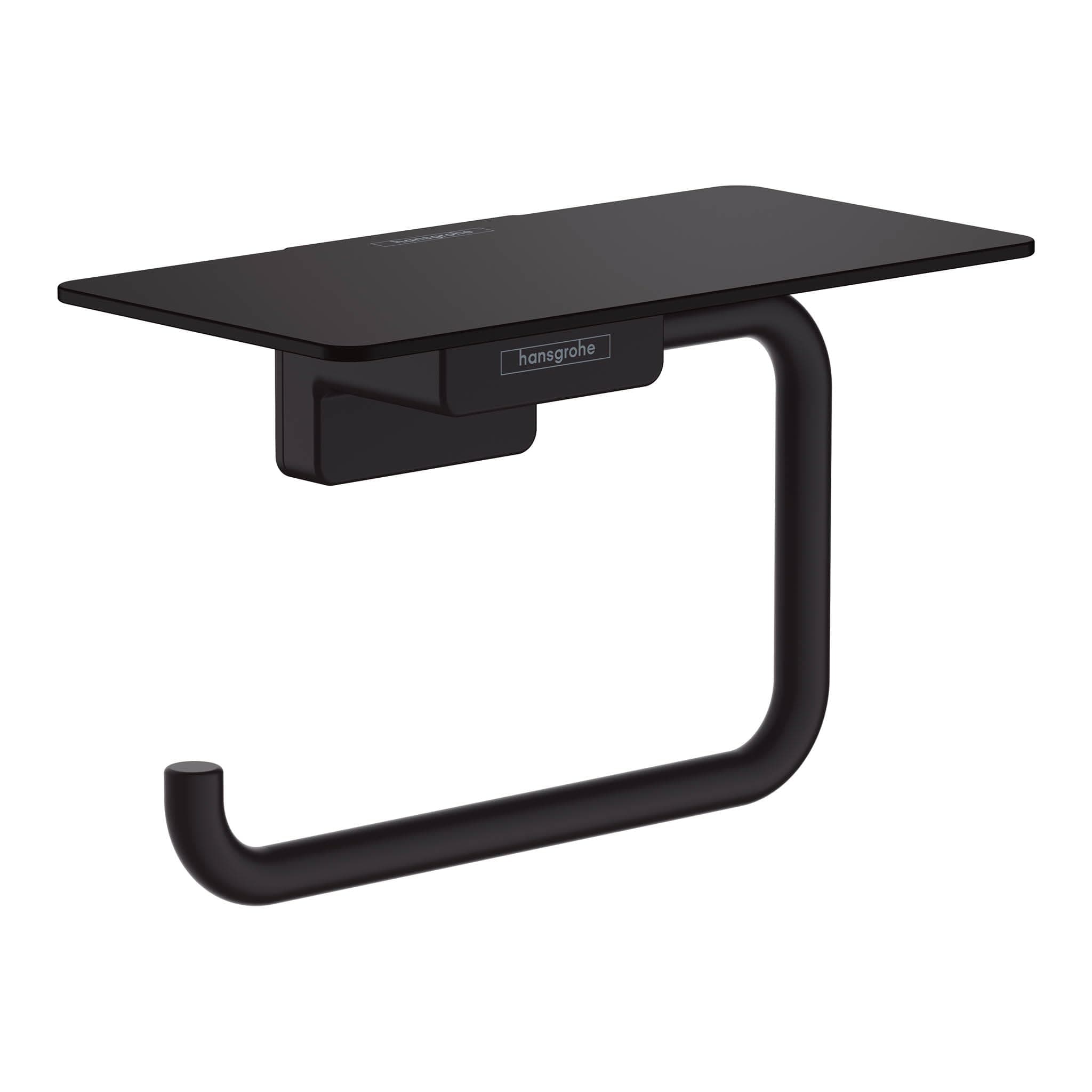 hansgrohe AddStoris Roll holder with shelf, matt black, 41772670