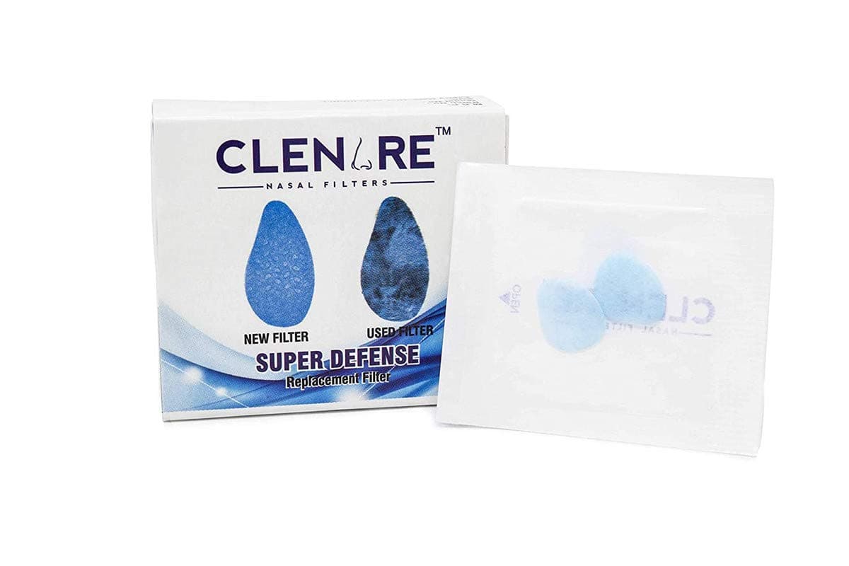 CLENARE Replacement Filters Super Defense (SMALL SLOTTED) - Stronger Filtration Against Air Pollution and Germs (Pack of 10 Pairs) Breathable, Compatible with Small Slotted Nasal Filter Body