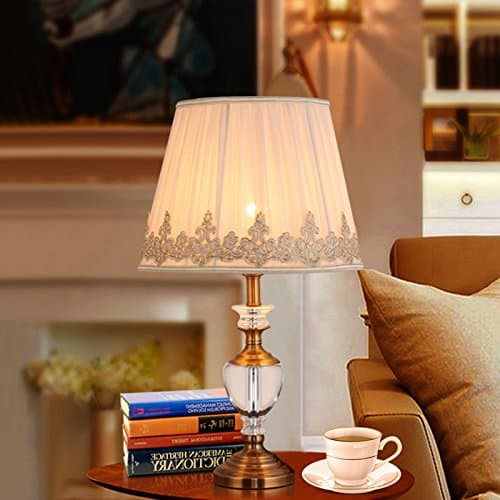 YanCui@ Lighting decorative Utility Table Lamp Crystal Table Lamp Bedroom Study Bedside Table , button switch