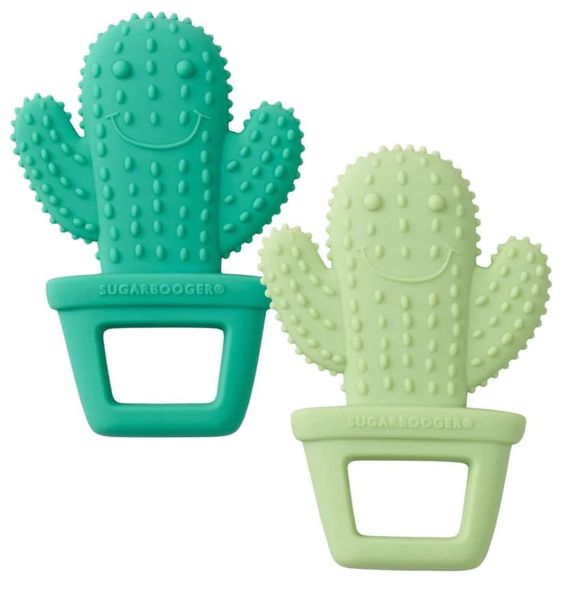 Sugarbooger Silicone Teether Set-of-Two, Happy Cactus