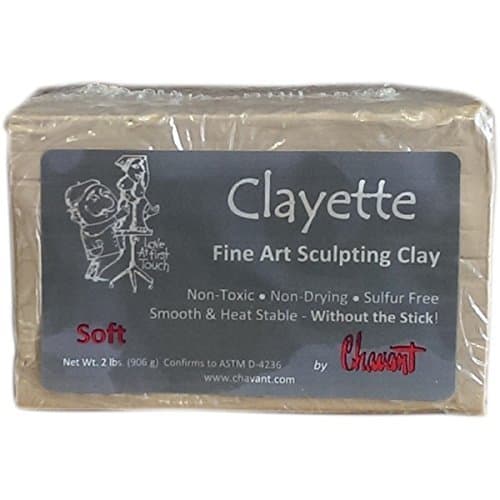 ClayetteSoft2lb Chavant CLAYETTE Soft - 2 Lbs. Professional Oil Based Sulfur Free Sculpting Clay - GREY