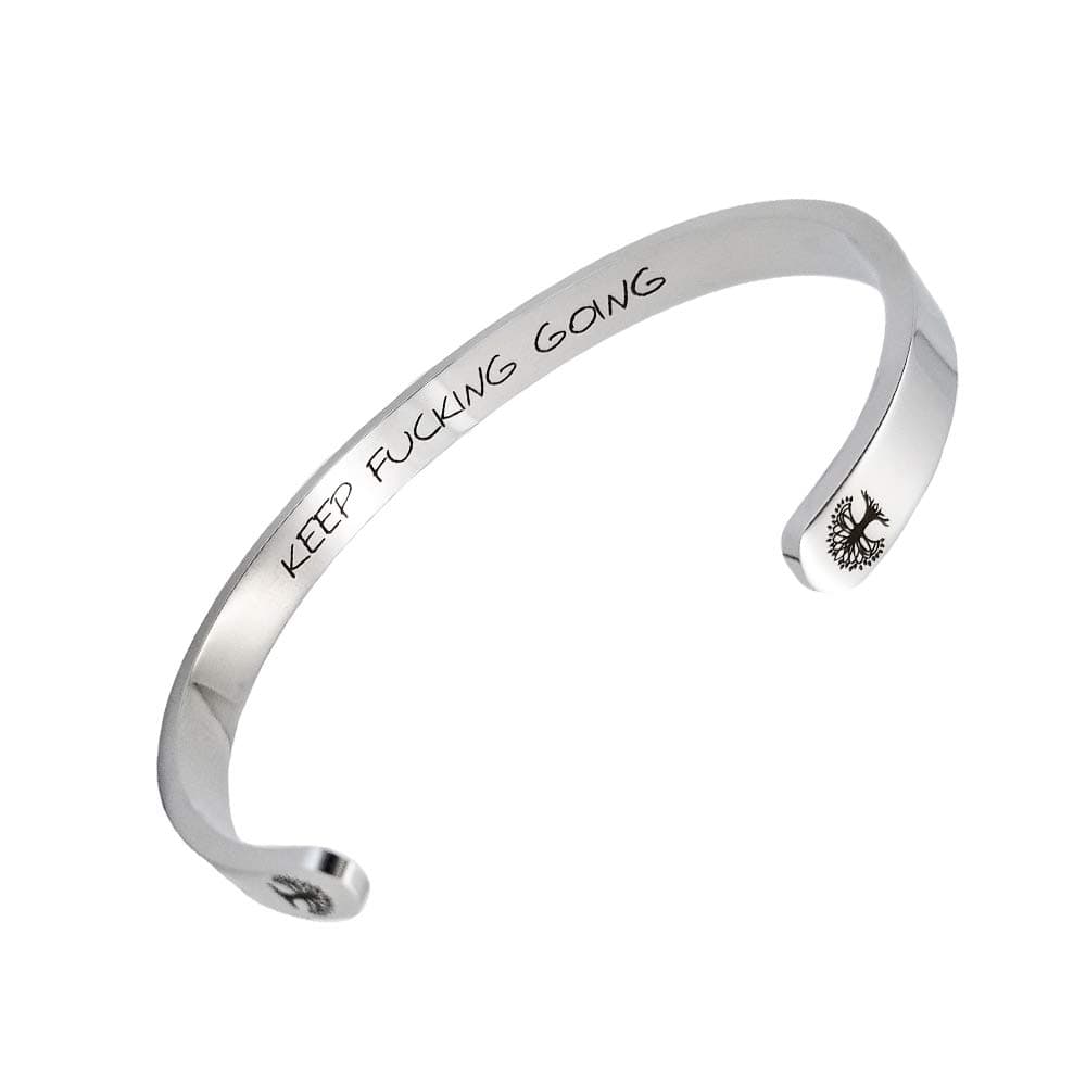 Stainless Steel Bracelet Tree Of Life Cuff Bracelet Inspirational Keep Going Personality Gift Bracele For Women