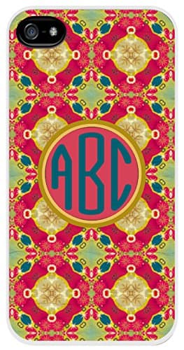 Personalized Monogram Arabian Knights Rose Turquoise Pattern iPhone 5/5s Case CoverRUBBER