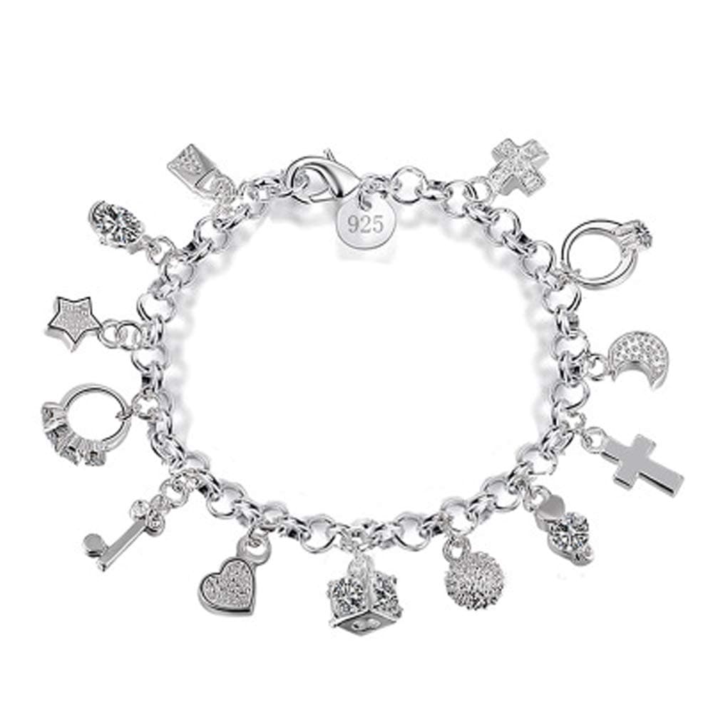 S925 Silver Thirteen Hanging Pieces Bracelet For Women Gift Bracelets & Bangles Jewelry
