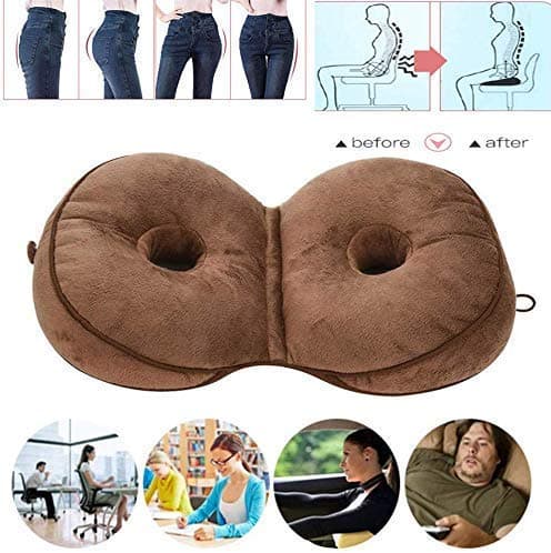 Dual Comfort Cushion Lift Hips Up Seat Cushion, Beautiful Butt Latex Seat Cushion Orthopedic Memory Foam Posture Correction Cushion for Sciatica Tailbone Hip Pain Relief Fits in Car, Home Office