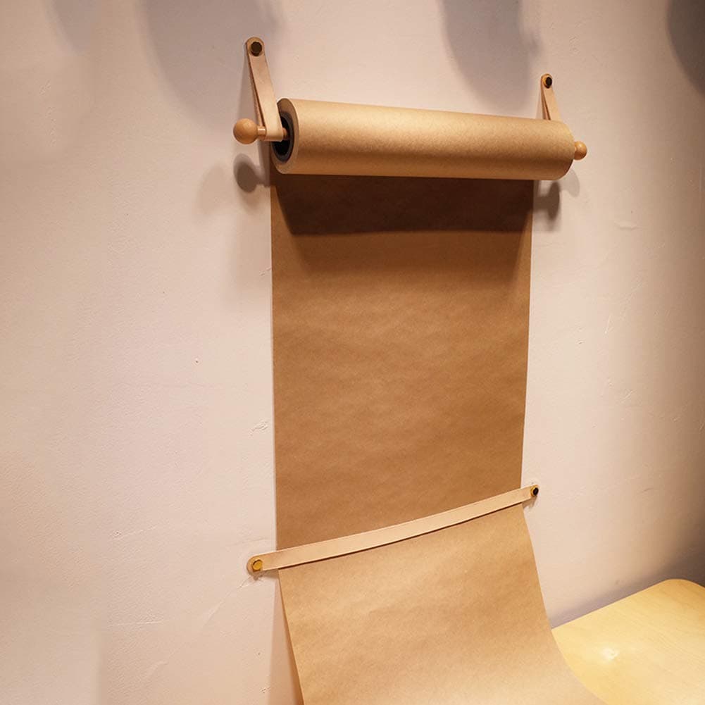 Wall-Mounted Brown Kraft Paper Roll for Children Doodle - Creative Roll Holder for Hand-Painted, Coffee Shop, Studio, Office,Fullset