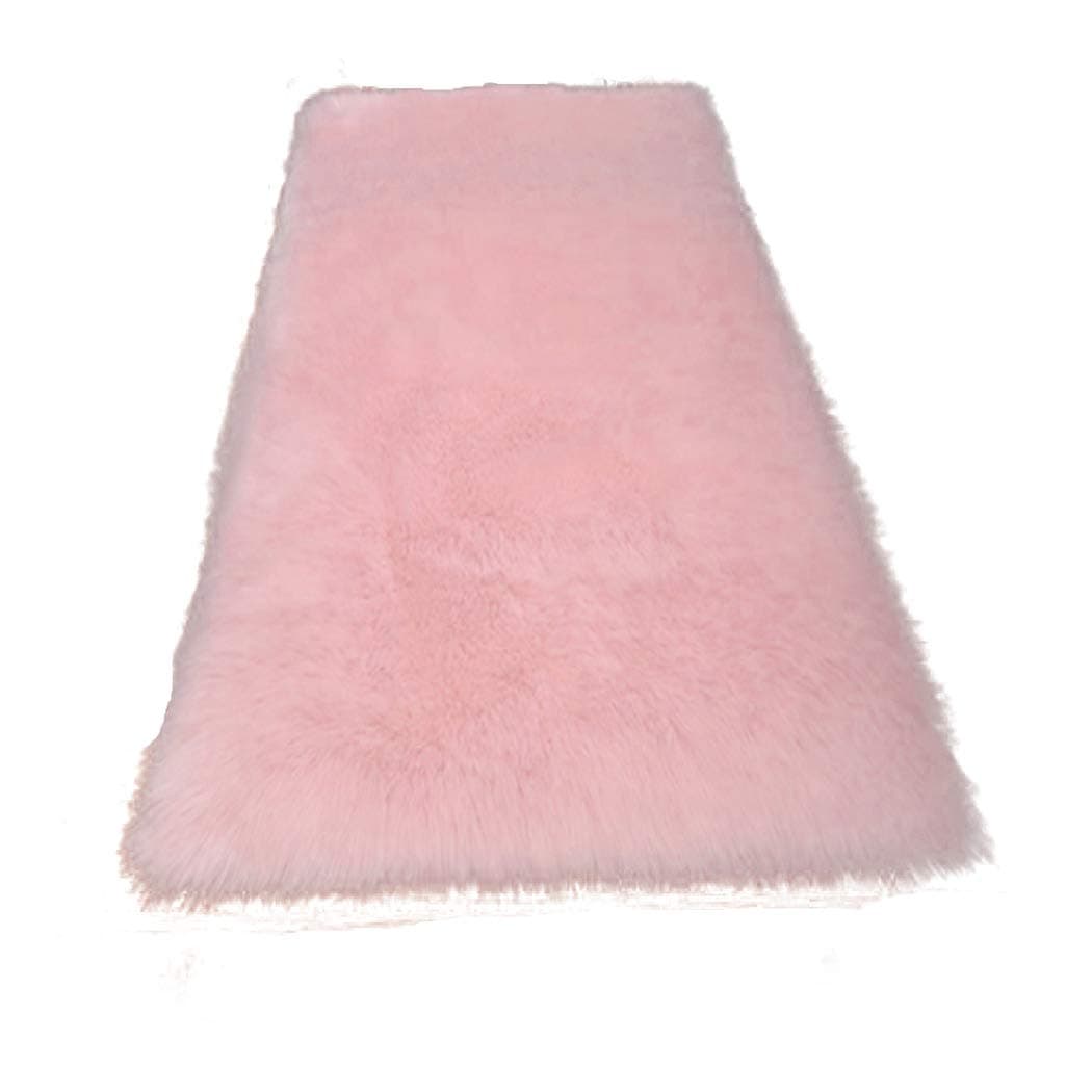 Home Decor Rectangle Rugs Faux Fur Sheepskin Area Rug Shaggy Carpet Fluffy Rug for Baby Bedroom,2ftx3ft,Baby Pink