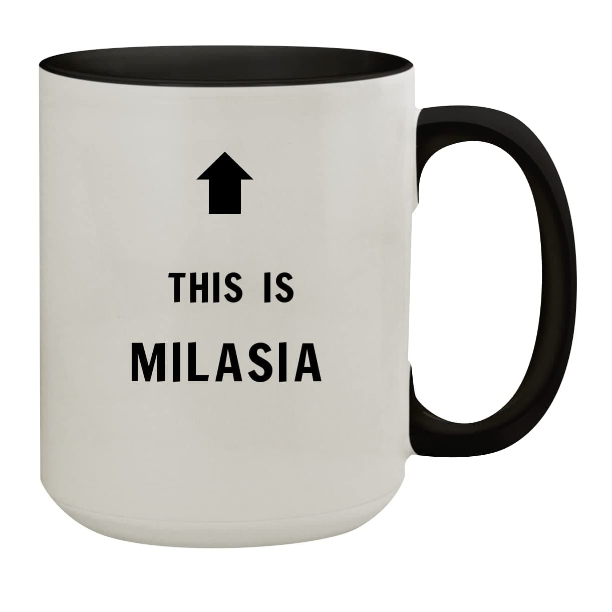Molandra Products This Is Milasia - 15oz Colored Inner & Handle Ceramic Coffee Mug, Black