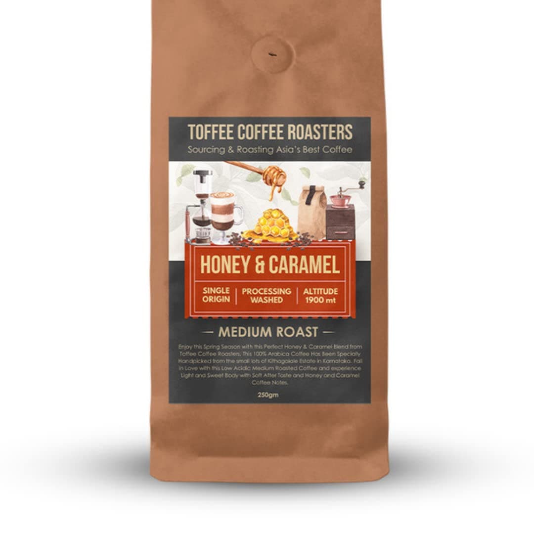 Toffee Coffee Roasters | Honey & Caramel Coffee | As Seen On Shark Tank | 100% Arabica | Medium Roast Grounded Coffee | Coffee Notes: Honey and Caramel | (Pour Over, 500 Gram)