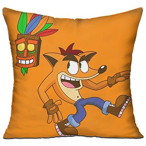 YesTown Crash Bandicoot & Aku Aku Throw Pillow Soft Velvet Core Included,18"X 18"