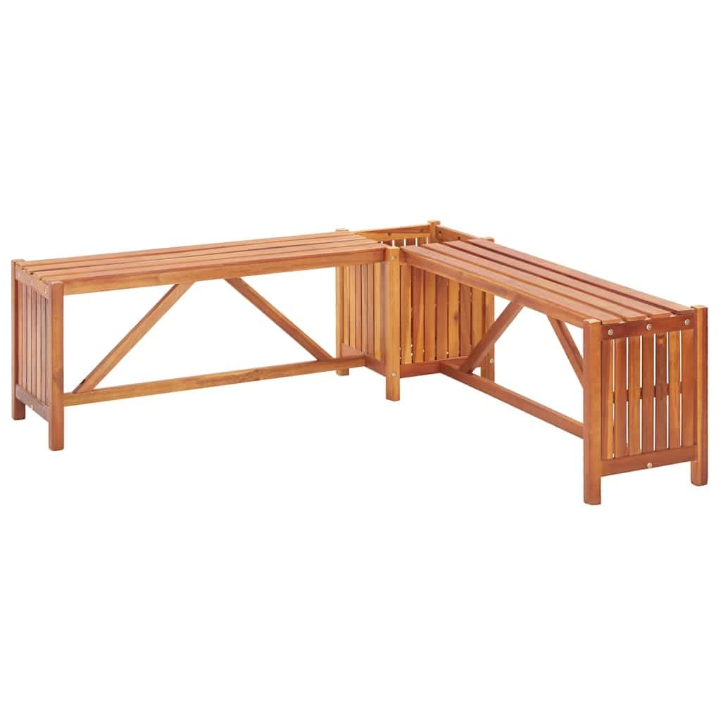 vidaXL Solid Acacia Wood Patio Corner Bench with Planter - Weather-Resistant Outdoor Seating - Versatile Garden and Deck Furniture with Planter Box - 46"x46"x15.7"