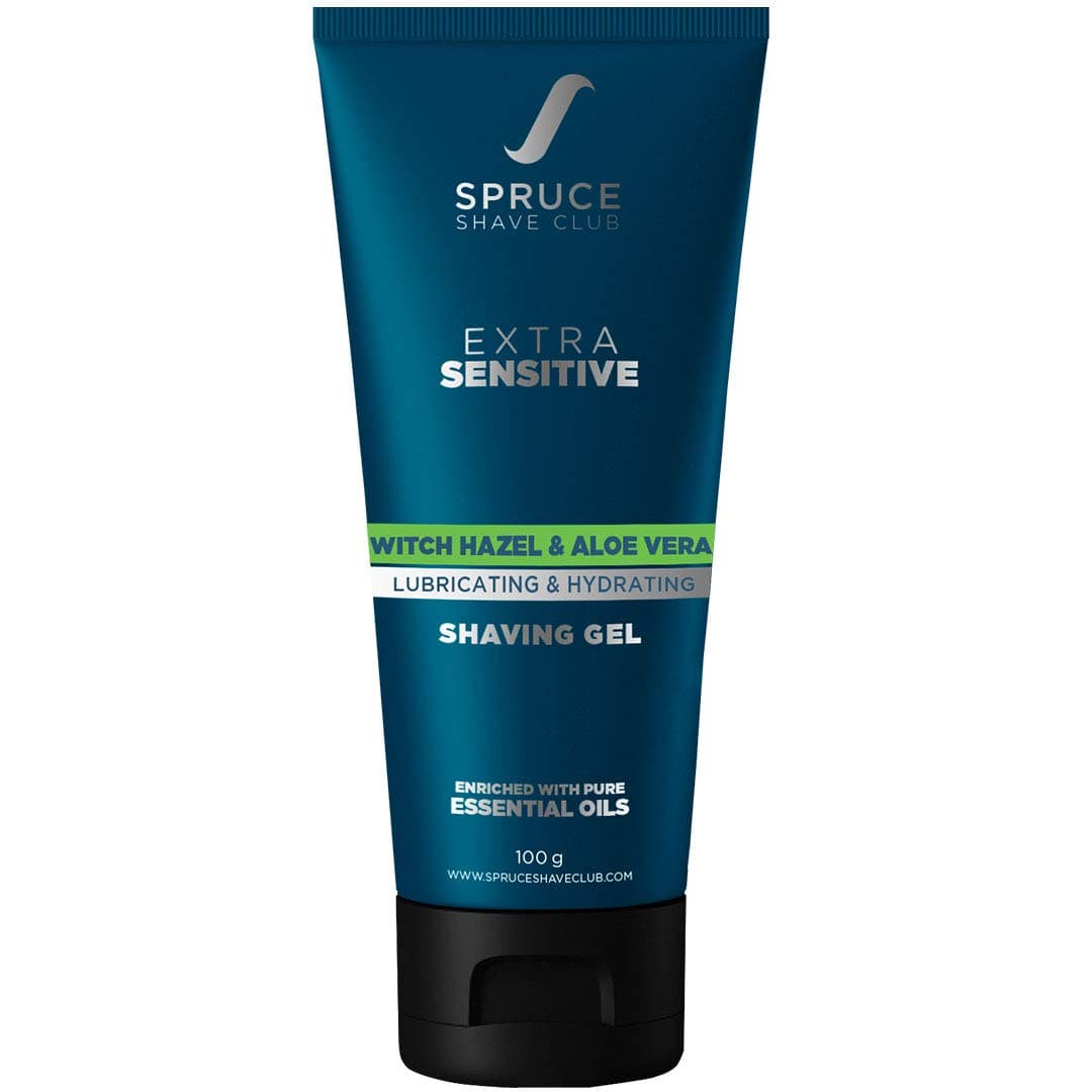 Spruce Shave Club Natural Shaving Gel For Men | Extra Sensitive Formula with Pure Essential Oils | Witch Hazel & Aloe Vera | Vegan, No Sulfates, Parabens, Silocones or PEG's 100 g