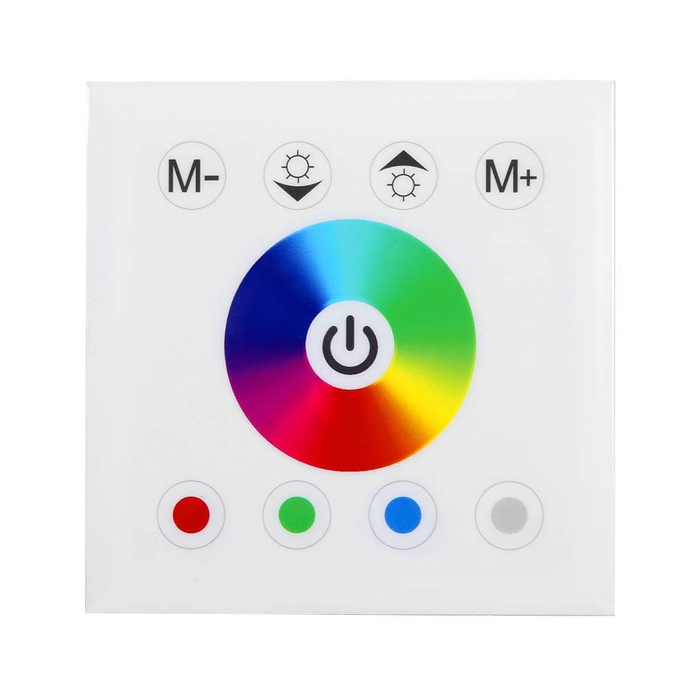Wall-Mounted Touch Panel, Touch Panel Controller, Wall Mounted Colorful RGBW LED Touch Panel Controller Dimmer Switch for LED Strip Light(Black/White)