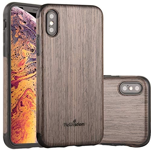 Newisdom Iphone X Xs Case Wood, New Iphone X Xs Wood Case Unique Thin Slim Soft Protective Anti-Shock Shockproof (5.8" Iphone 2018 Blackrose)