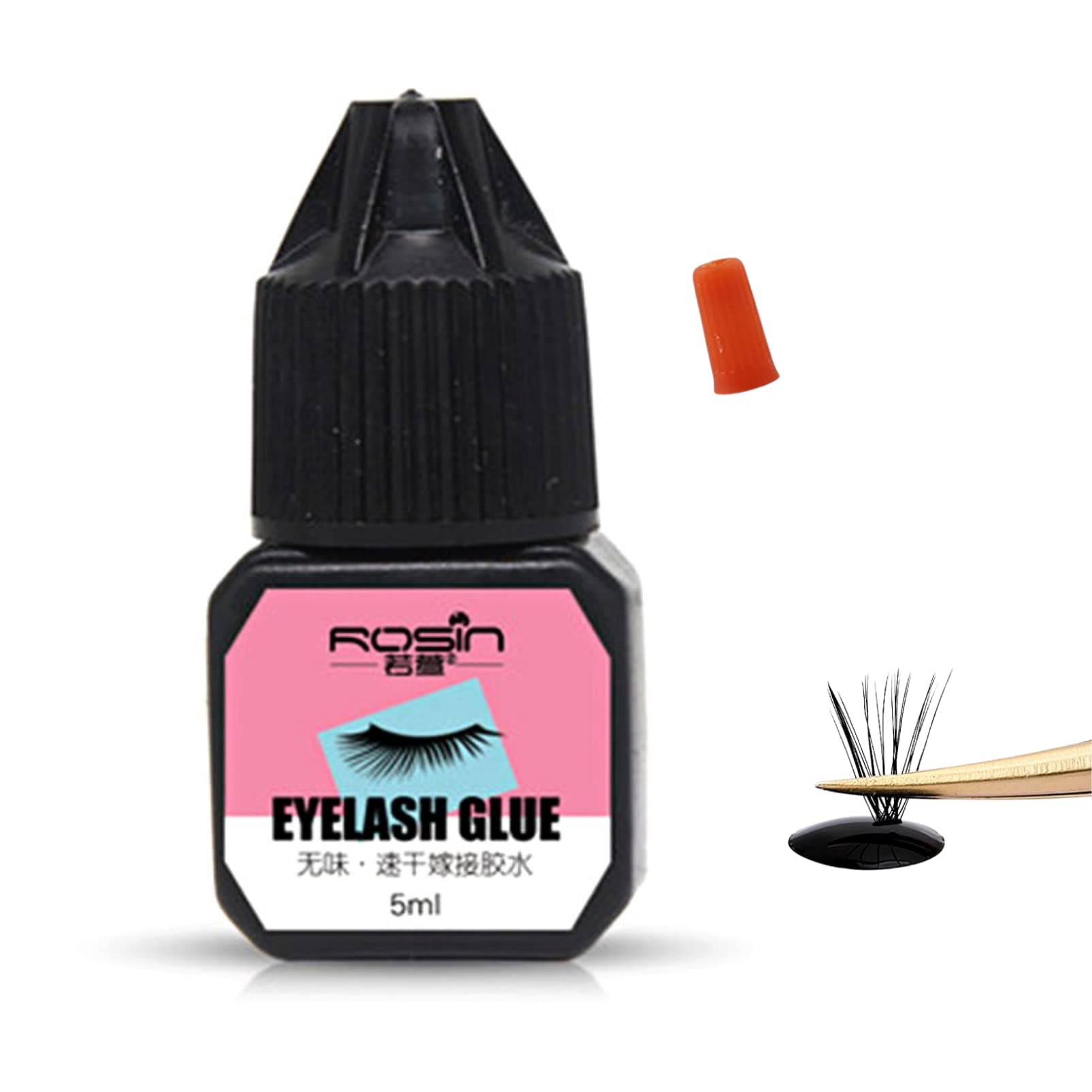 TongyendIndividual Lash Glue, Black Eyelash Clusters Bond Latex Free Waterproof Eyelash Glue Lash Adhesive Express Drying Strong Bonding Long Lasting No Irritaiton for DIY Lash Extensions, 5ML