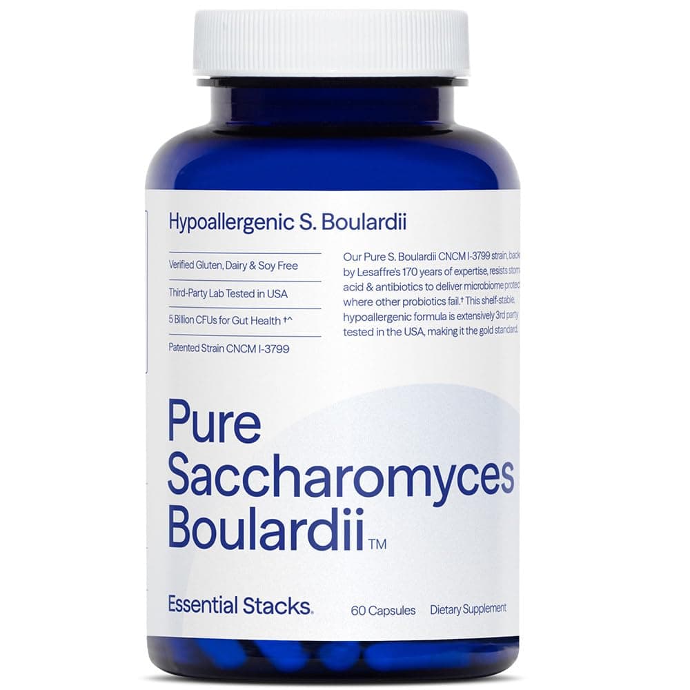 Saccharomyces Boulardii Probiotics (Non-GMO & Gluten Free) - 5 Billion CFUs for Gut Health (60 Capsules)