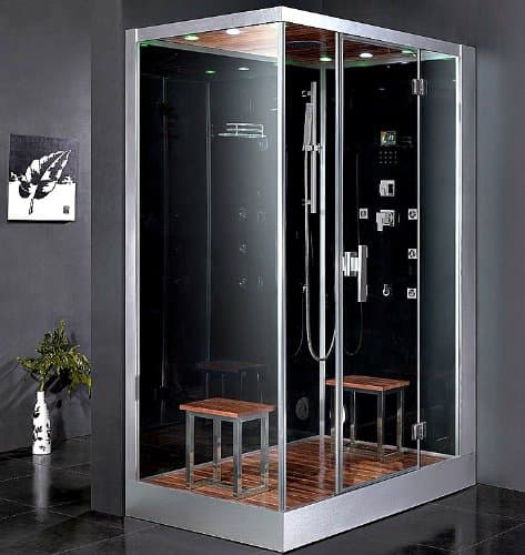 2 Person Steam Shower Left Corner Fitting with 6 Massage Jets - Rainfall Shower Head - SPA Wet Sauna - 59" L x 35" W x 89" H - 220V / 30 Amps - Lifetime Ariel-DZ961F8-L