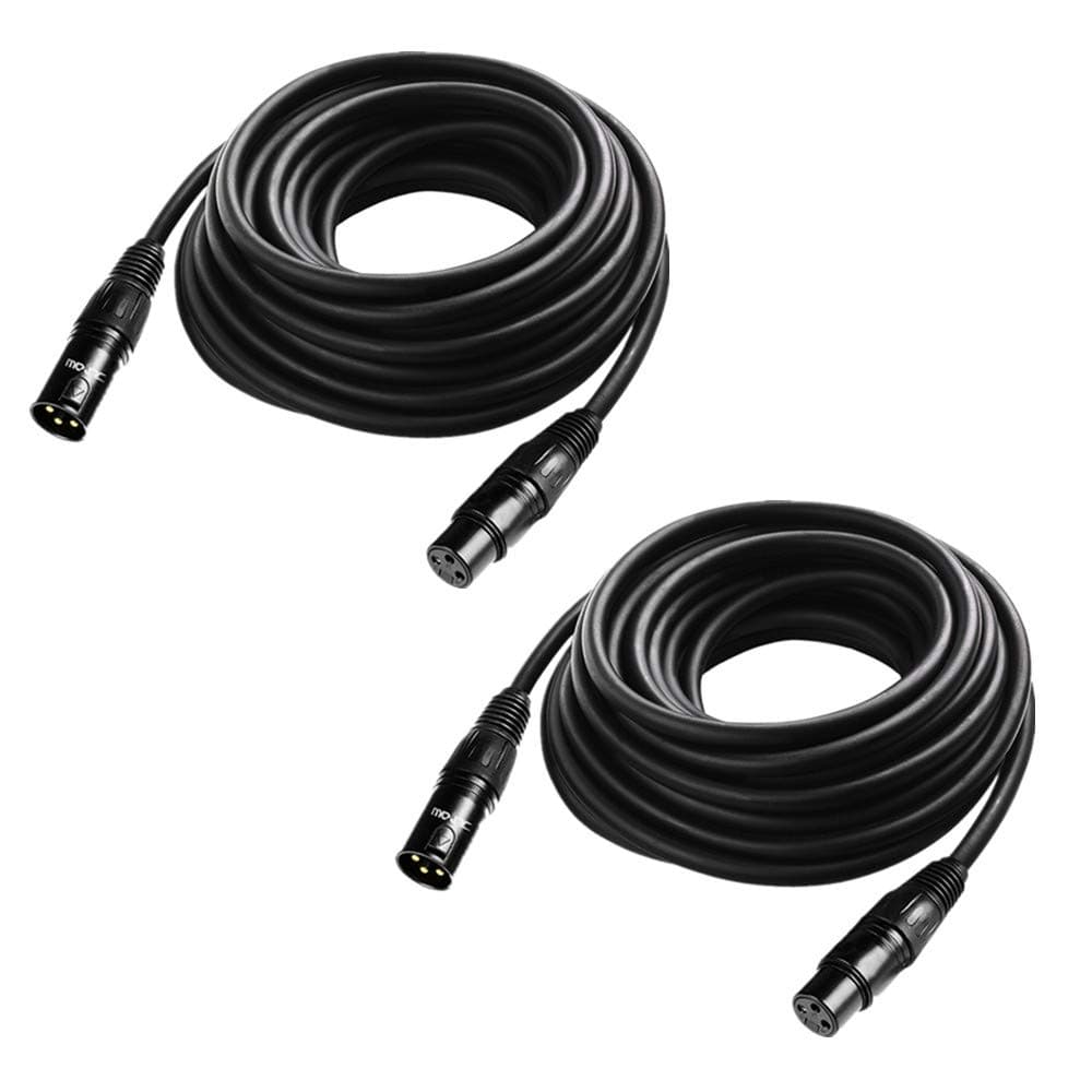 25 ft Flexible DMX Cable, JLPOW Gold-Plated 3 Pin Signal XLR Male to Female DMX Cable Wire, Best for DJ Stage Lighting Moving Head Lights Par Light (2 Pack)