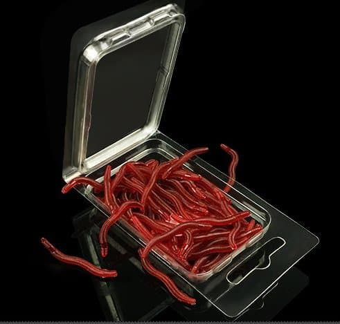 Milepetus 50pcs Red Soft Silicone Worm Fishing Lures Earthworm Baits,1.4 inch