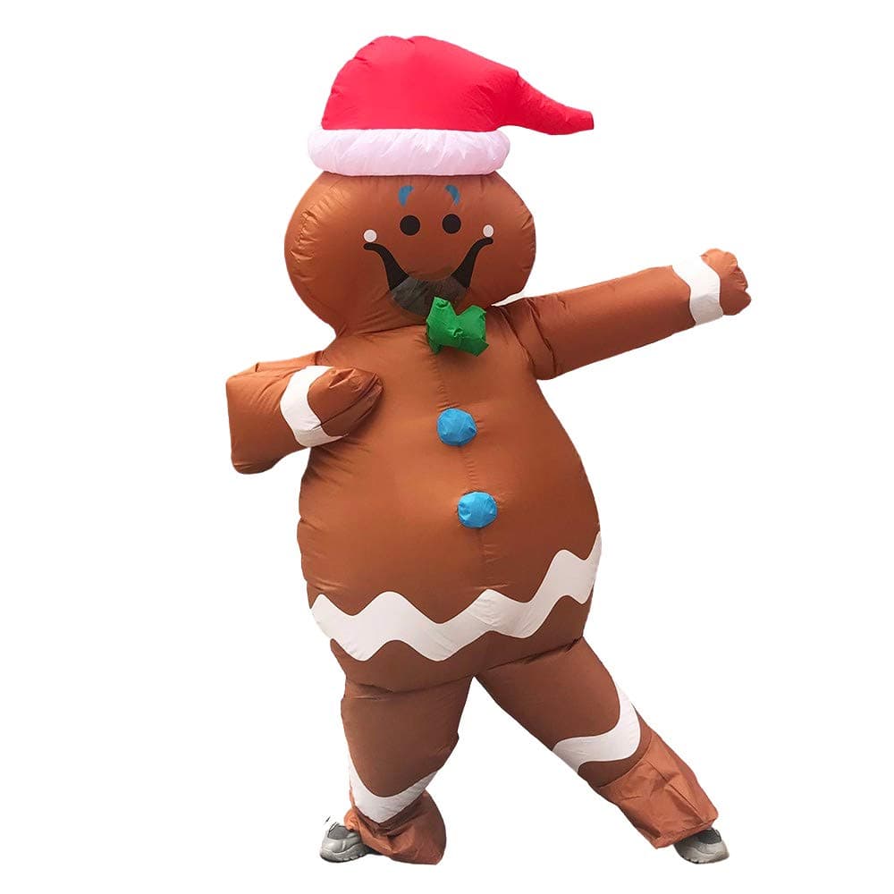 DeHasionChristmas Inflatable Gingerbread Man Costume Party Blow-up Suit for Adult Christmas Decor/Parade (Gingerbread Man)