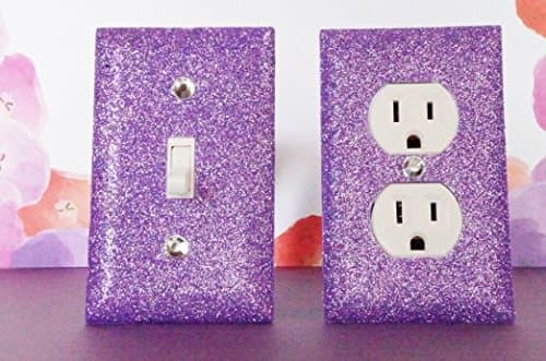 AMETHYST GLITTER SWITCH PLATE & OUTLET COVER. SET OF 2. ALL Styles Available!