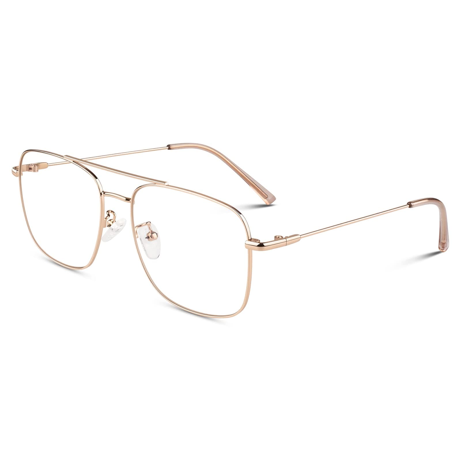 LINVO Fake Glasses Pilot Style Retro Fashion Metal Frame Non-prescription Clear Lens Eyeglasses Women Men UV400