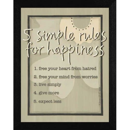 The Craft Room KT1593-276 Five Simple Rules Framed Print, 13x16 Inches