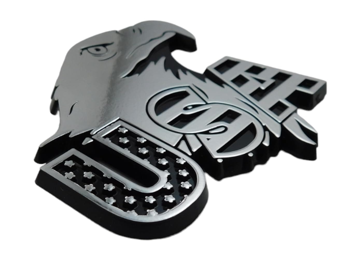 USA American Eagle Flag Black with Chrome Eagle Plastic car Emblem Decal 3"