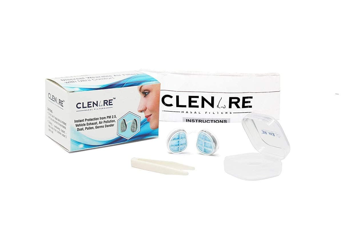 CLENARE Invisible Nasal Filter Body with Pre-installed Filters, Washable and Reusable Pollution Filter Nose Mask - Pack of 1 (Medium Round)