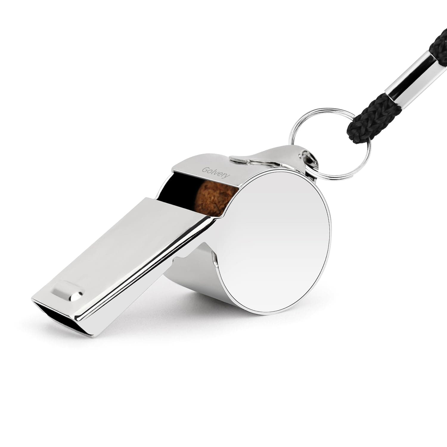 Golvery Coach Whistle Stainless Steel, Loud Crisp Sound Whistle with Lanyard for Sports, Outdoor, Lifeguard Protection, Referee (Silver-1PC)