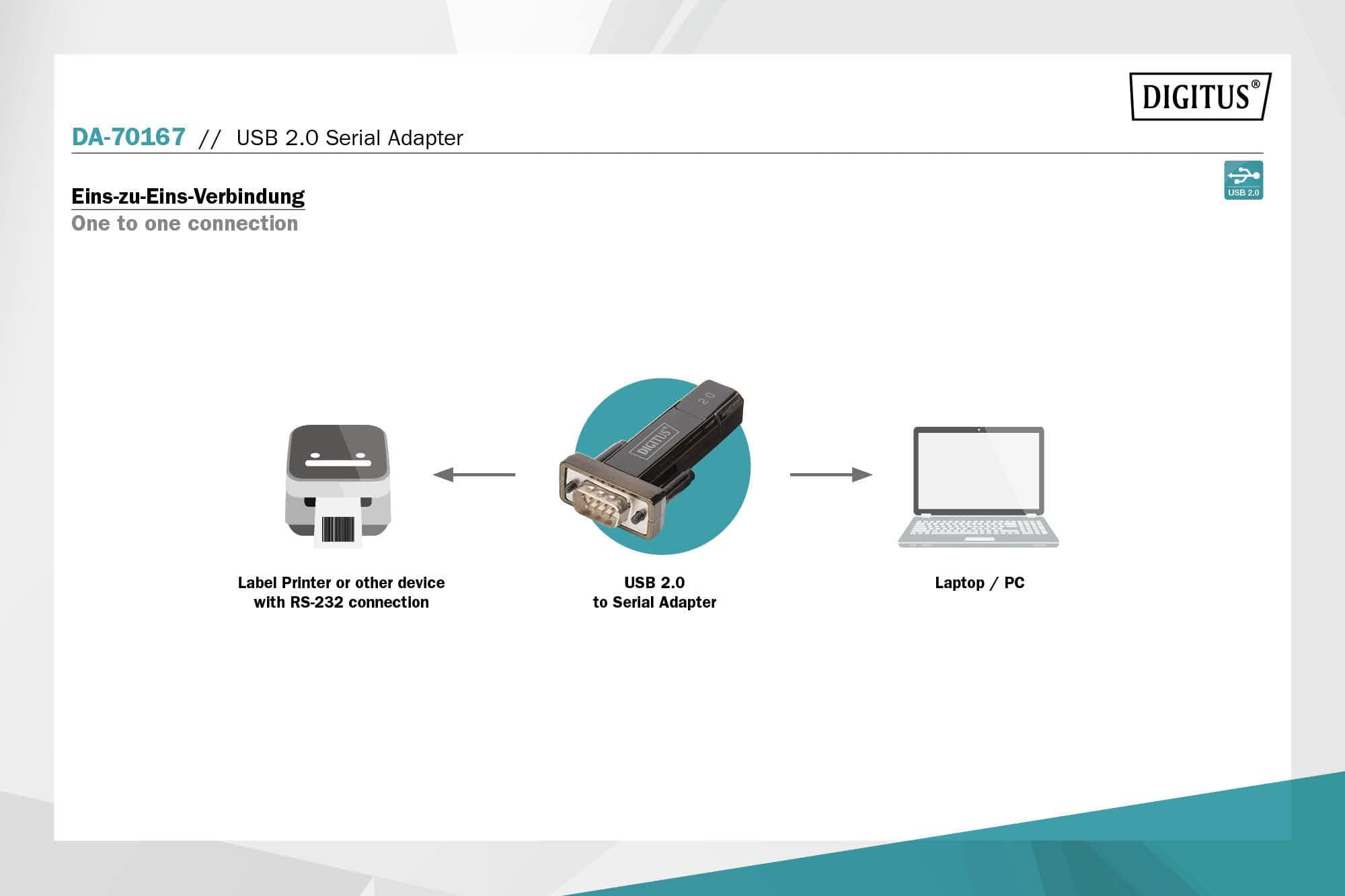 USB to Serial Adapter - RS232 Converter - USB 2.0 Type A to DSUB 9M - PL2303GT Chipset - Includes 80 cm Cable