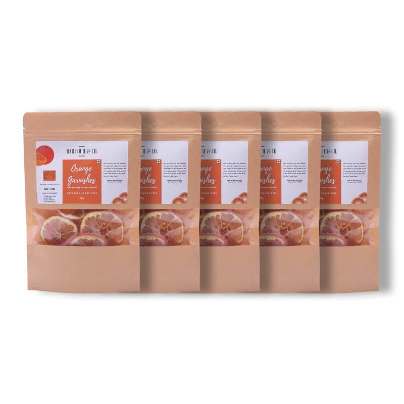 Bab Louie & Co. Dehydrated Orange Wheel Garnishes For Cocktail, Mocktail, Detox Water, Green Tea, Snacks - Gluten free, Vegan, Air Dried, No Sugar 100% Natural (Pack of 5)